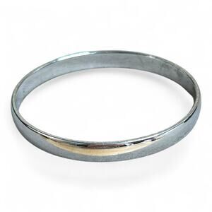 Vintage Monet Shiny Mirrored Silver Tone Bangle Bracelet